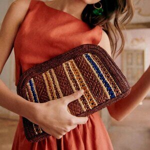 Sézane Carla pouch in Multicoloured Stripes ~ NWT!